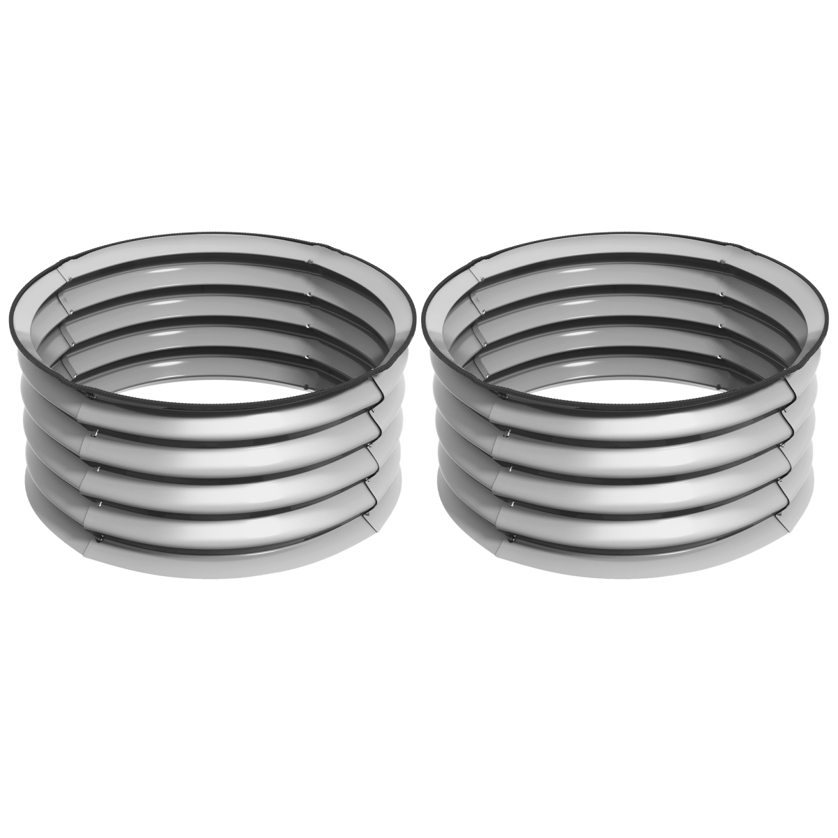 845-979V00SR Outsunny Raised Garden Bed, Metal Planter Box with Safety Edging, Easy-to-Assemble Stock Tank, Silver - Set of 2