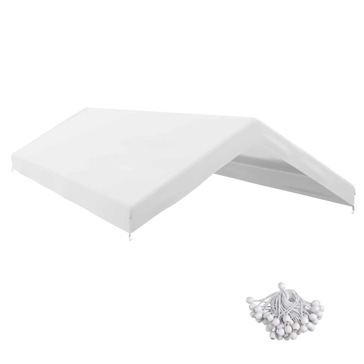 84C-448V00WT 10 x 20 ft. Outsunny Carport Replacement Canopy, UV Resistant Garage Car Cover with Ball Bungee Cords, White