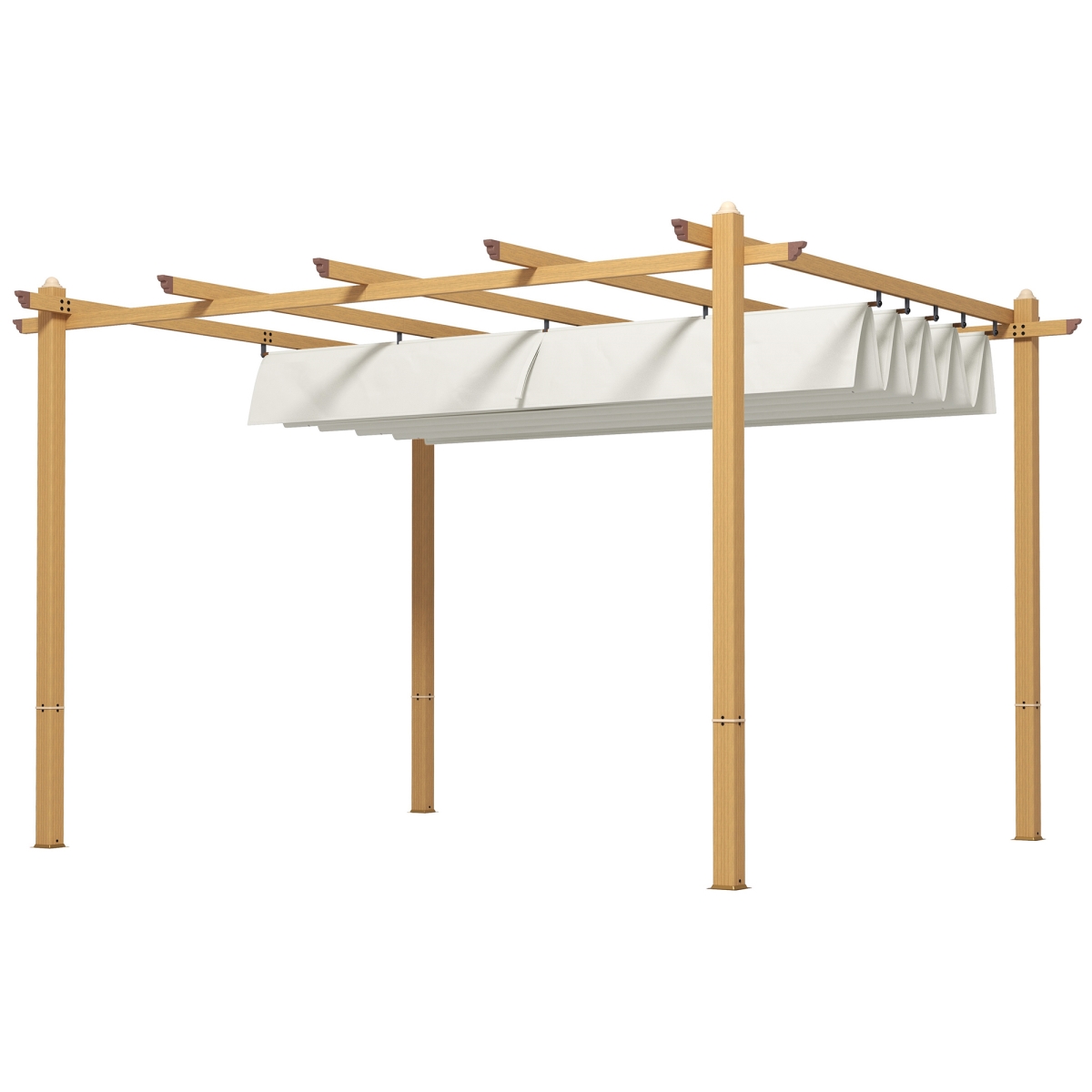 Retractable Pergola Canopy - Cream - 10 x 13 ft - Aluminum Frame - Sun Shade