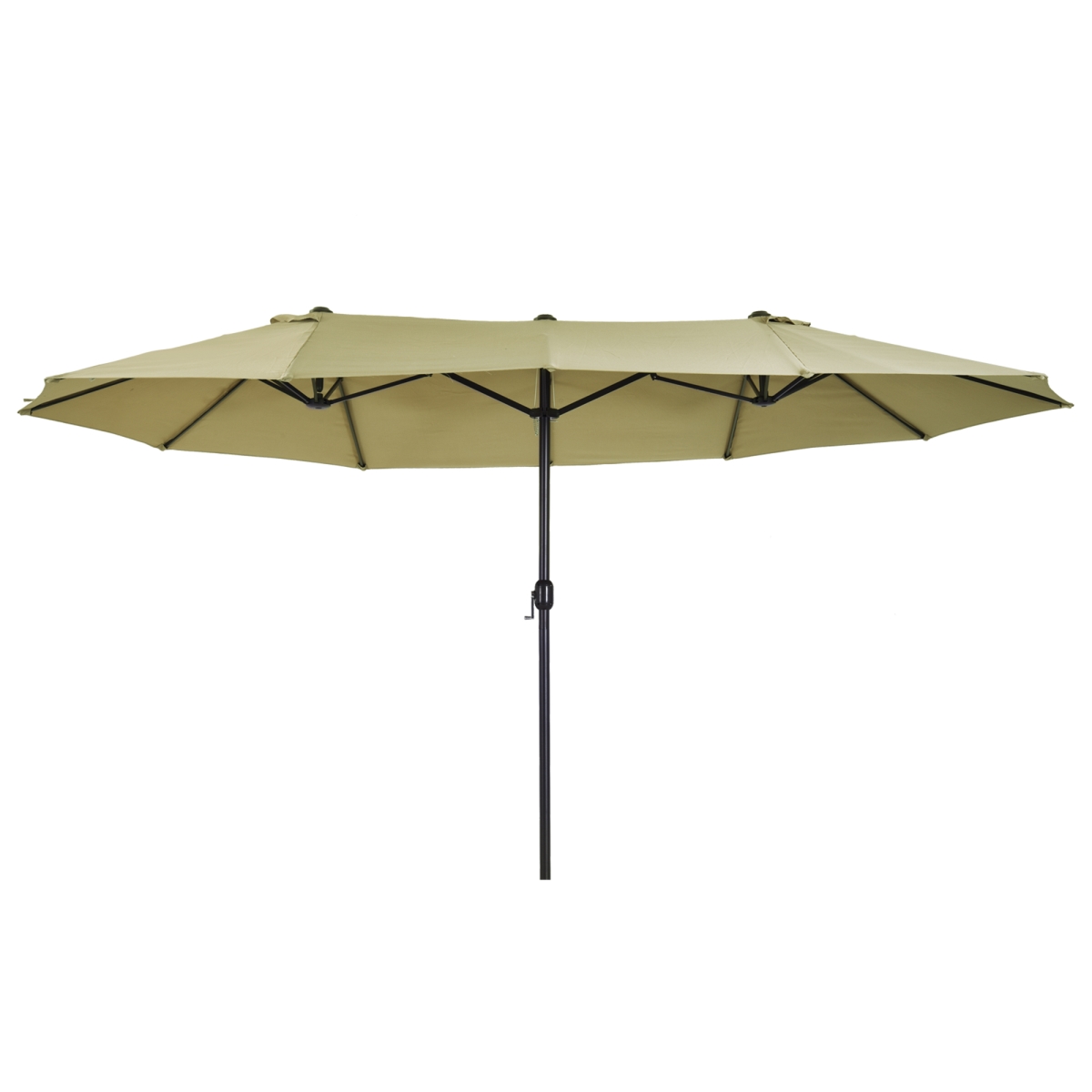 15 ft. Outsunny Patio Umbrella Double-Sided Outdoor Market Extra Large Umbrella with Crank Handle for Deck, Lawn, Backyard & Pool, Tan