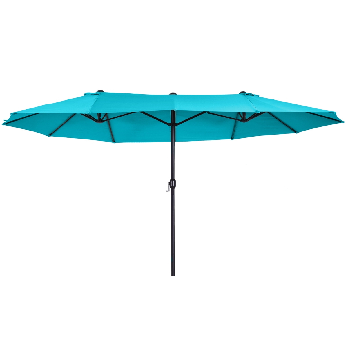 15 ft. Outsunny Patio Umbrella Double-Sided Outdoor Market Extra Large Umbrella with Crank Handle for Deck, Lawn, Backyard & Pool, Blue
