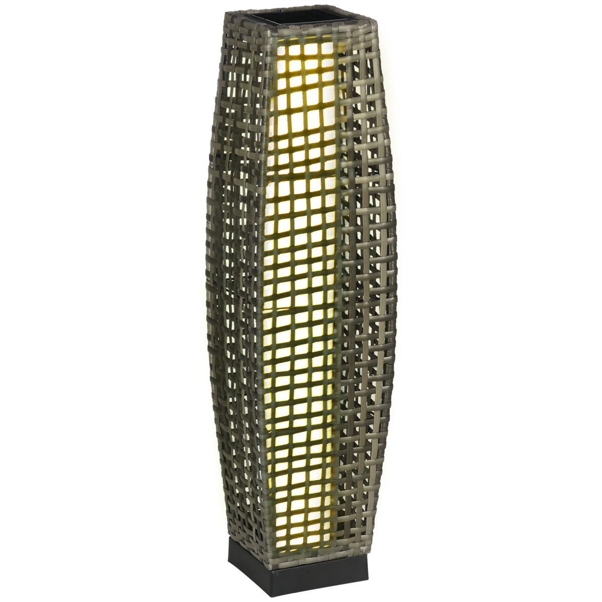 Picture of 212 Main 867-129V01GG Outsunny Outdoor Floor Lamp&#44; Brushed PE Wicker Patio Garden Lantern with Auto Solar Powered LED Lights for Indoor & Outdoor Use