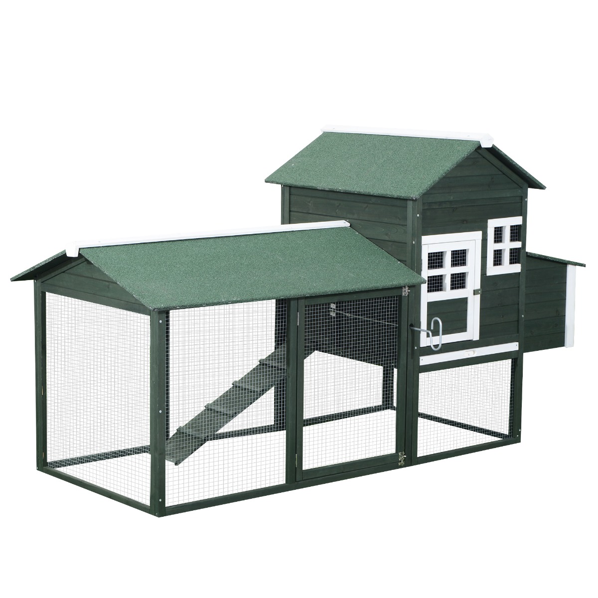 Picture of 212 Main D51-029-1 83 in. PawHut Wooden Outdoor Backyard Chicken Coop Fence Rabbit Bunny Hutch House with Covered Run & Nesting Box