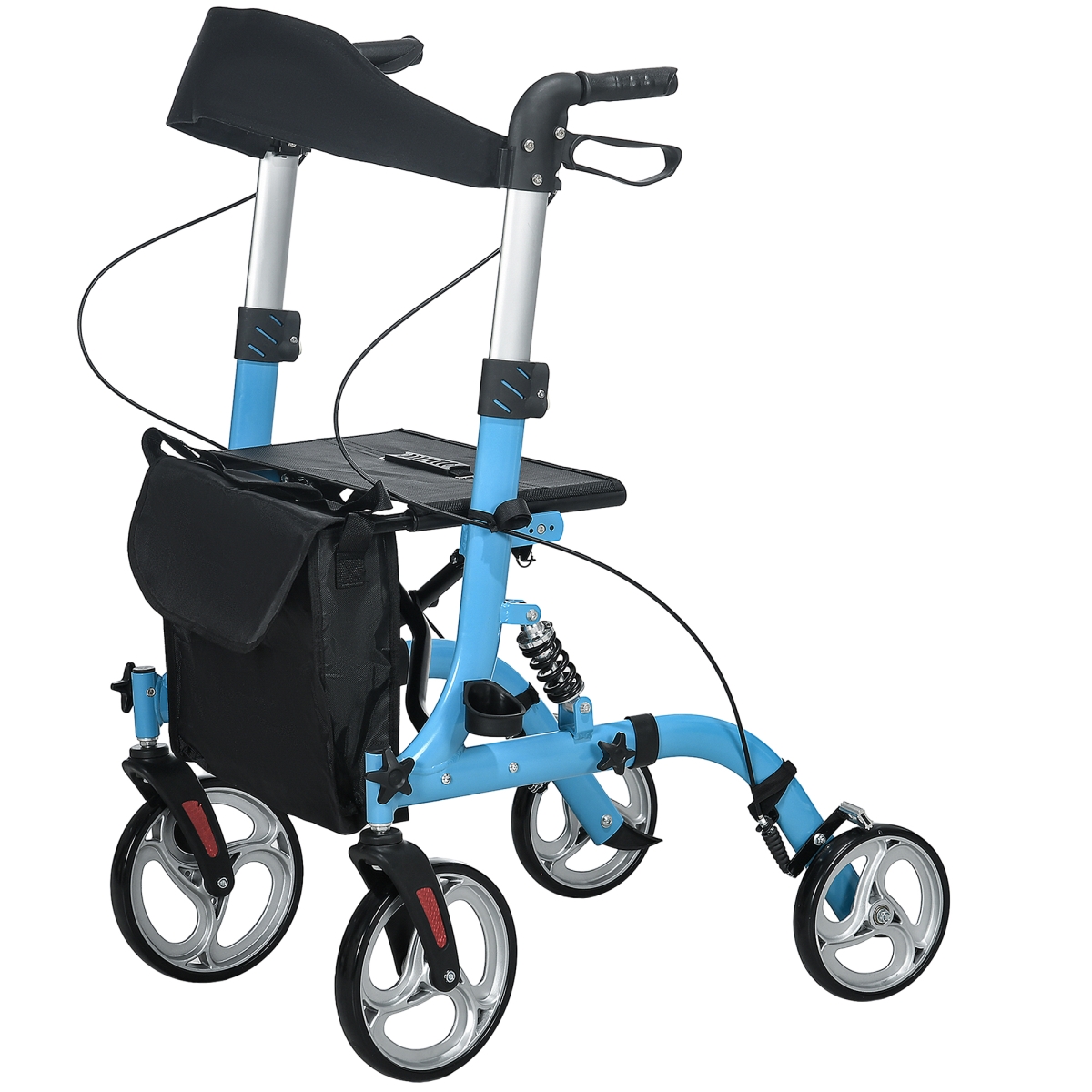 Picture of 212 Main 712-053V00LB Homcom Rollator Walker with Seat & Backrest&#44; Height Adjustable Aluminum Rolling Walker & Lightweight Mobility Walking Aid for Seniors & Adults&#44; Blue