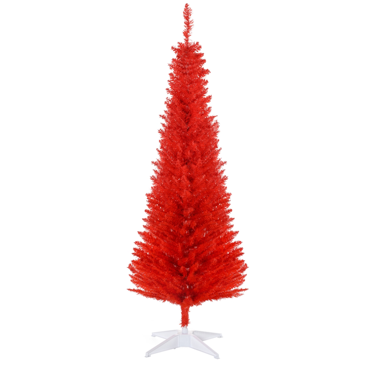 Picture of 212 Main 830-182V05RD 5 ft. Homcom Decorated Christmas Pencil Christmas Tree with 294 Realistic Branch Tips & Plastic Stand for Home Party Holiday Decoration&#44; Red