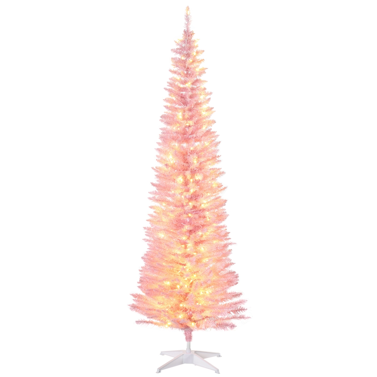 Picture of 212 Main 830-243V84PK 6 ft. Homcom Pencil Christmas Slim Artificial Christmas Tree with Realistic Branches & Warm White LED Lights&#44; Pink