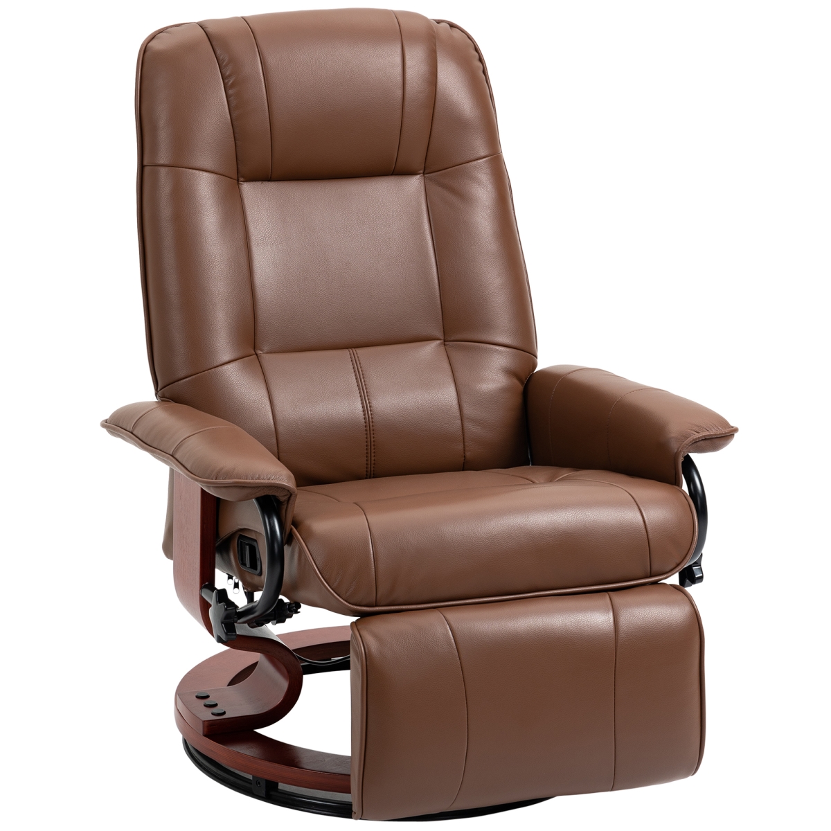 Picture of 212 Main 833-621V01BN Homcom Faux Leather Manual Recliner&#44; Adjustable Swivel Lounge Chair with Footrest&#44; Armrest & Wrapped Wood Base for Living Room&#44; Brown