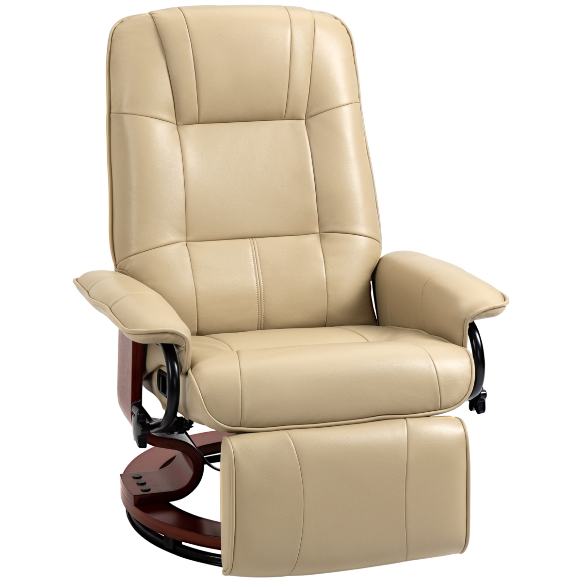 Picture of 212 Main 833-621V01CW Homcom Faux Leather Manual Recliner&#44; Adjustable Swivel Lounge Chair with Footrest&#44; Armrest & Wrapped Wood Base for Living Room&#44; Cream & White