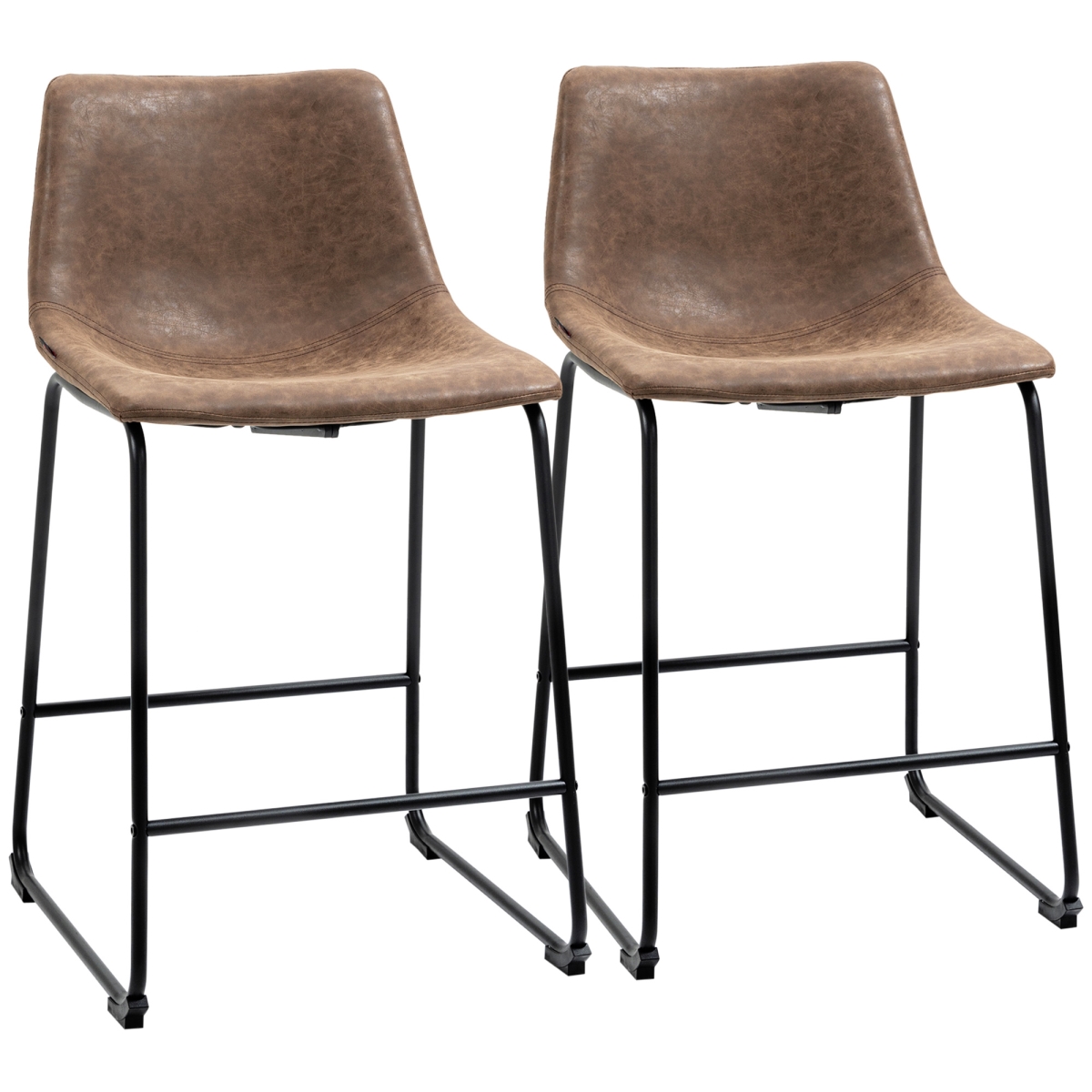 Picture of 212 Main 835-876V00DR Homcom Counter Height Bar Stools Vintage PU Leather Barstools with Footrest for Dining Room&#44; Home Bar & Kitchen&#44; Brown - Set of 2