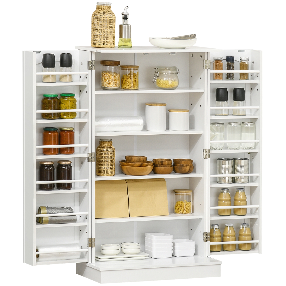 Picture of 212 Main 83A-037V81WT 41 in. Homcom White Kitchen Pantry Cabinet&#44; Kitchen Pantry Storage Cabinet with 5-Tier Shelving&#44; 12 Spice Racks & Adjustable Shelves