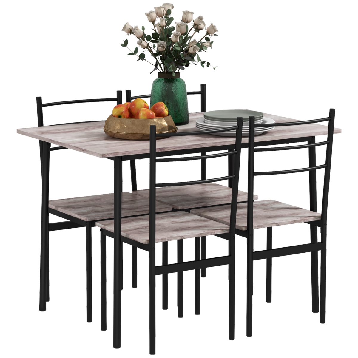 Picture of 212 Main 83A-051V80LR Homcom Dining Table Set for 4&#44; Space Saving Table & 4 Chairs - 5 Piece