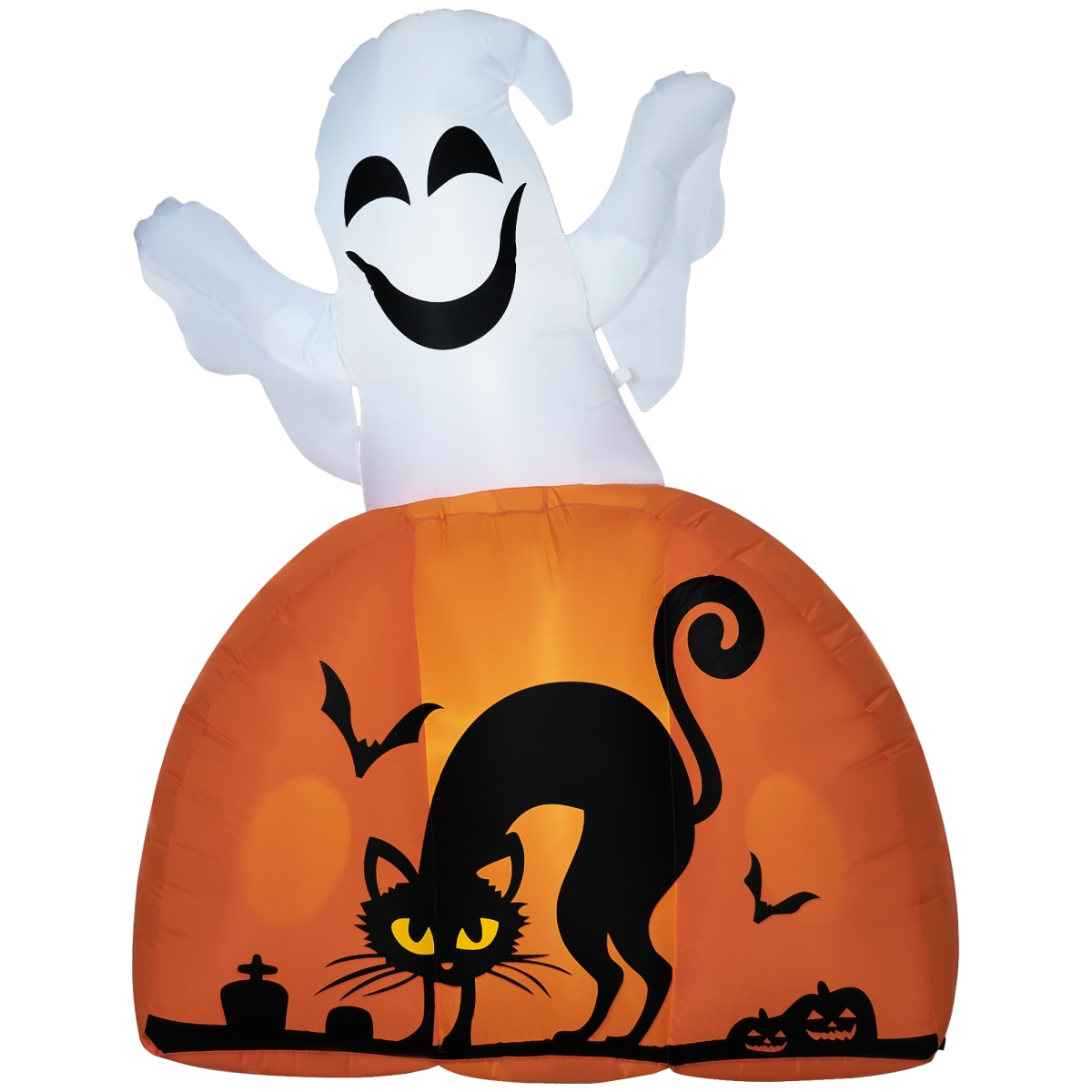 Picture of 212 Main 844-703V80WT 5 ft. Homcom Tall Inflatable Halloween Decoration&#44; Outdoor Decoration with LED Lights&#44; Halloween Blow Ups Ghost with Pumpkin Base