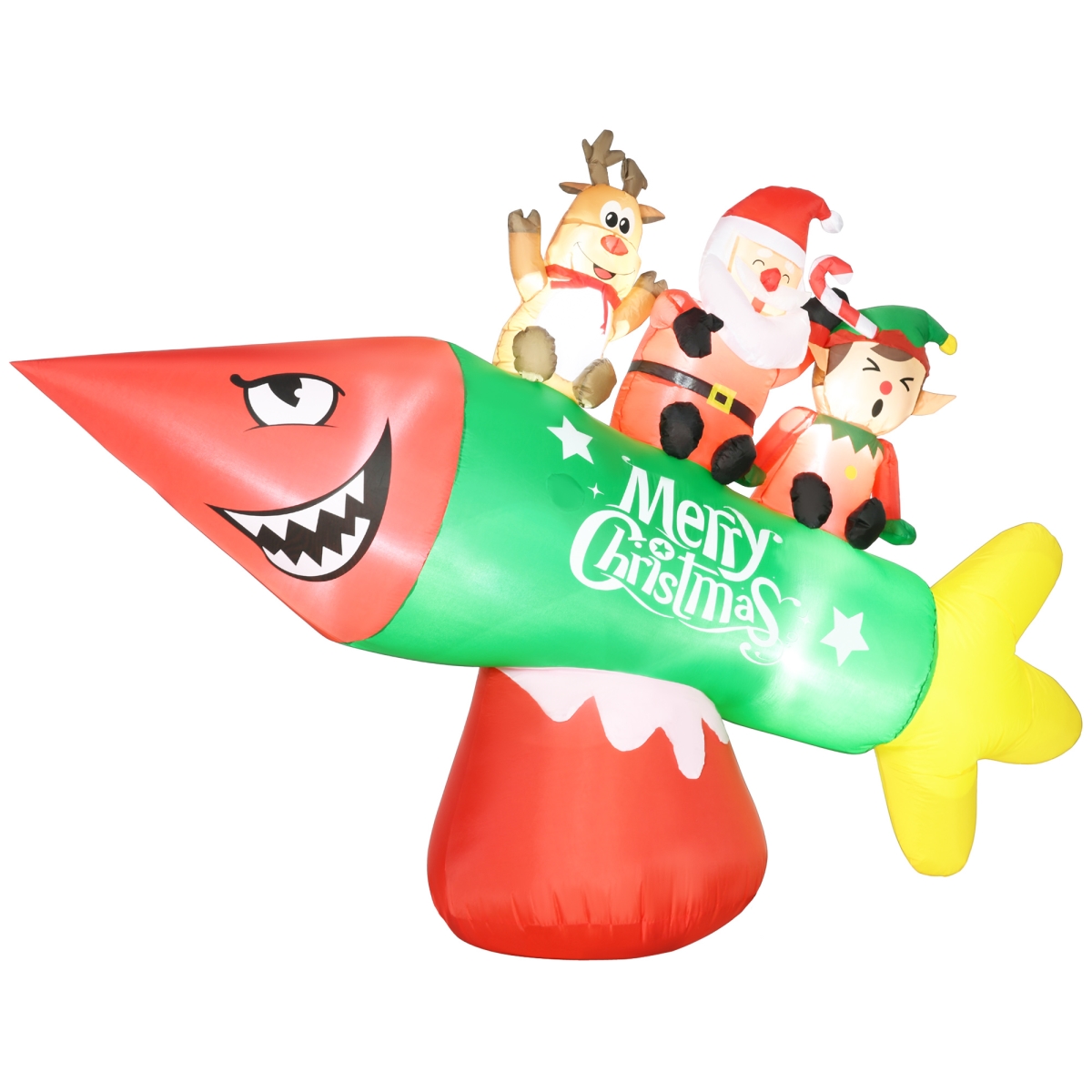Picture of 212 Main 844-731V80MX 9 ft. Homcom Inflatable Christmas Rocket Carrying Santa Claus&#44; Elf & Reindeer&#44; Blow-Up Outdoor LED Yard Display&#44; Waterproof