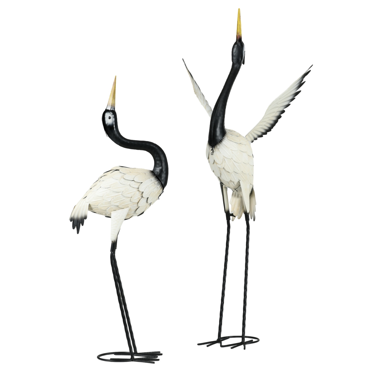 Picture of 212 Main 844-750V00MX 35.5 & 40.5 in. Outsunny Garden Sculptures&#44; Heron Garden Statues for Lawn&#44; Patio&#44; Backyard Decoration&#44; White & Black - Set of 2
