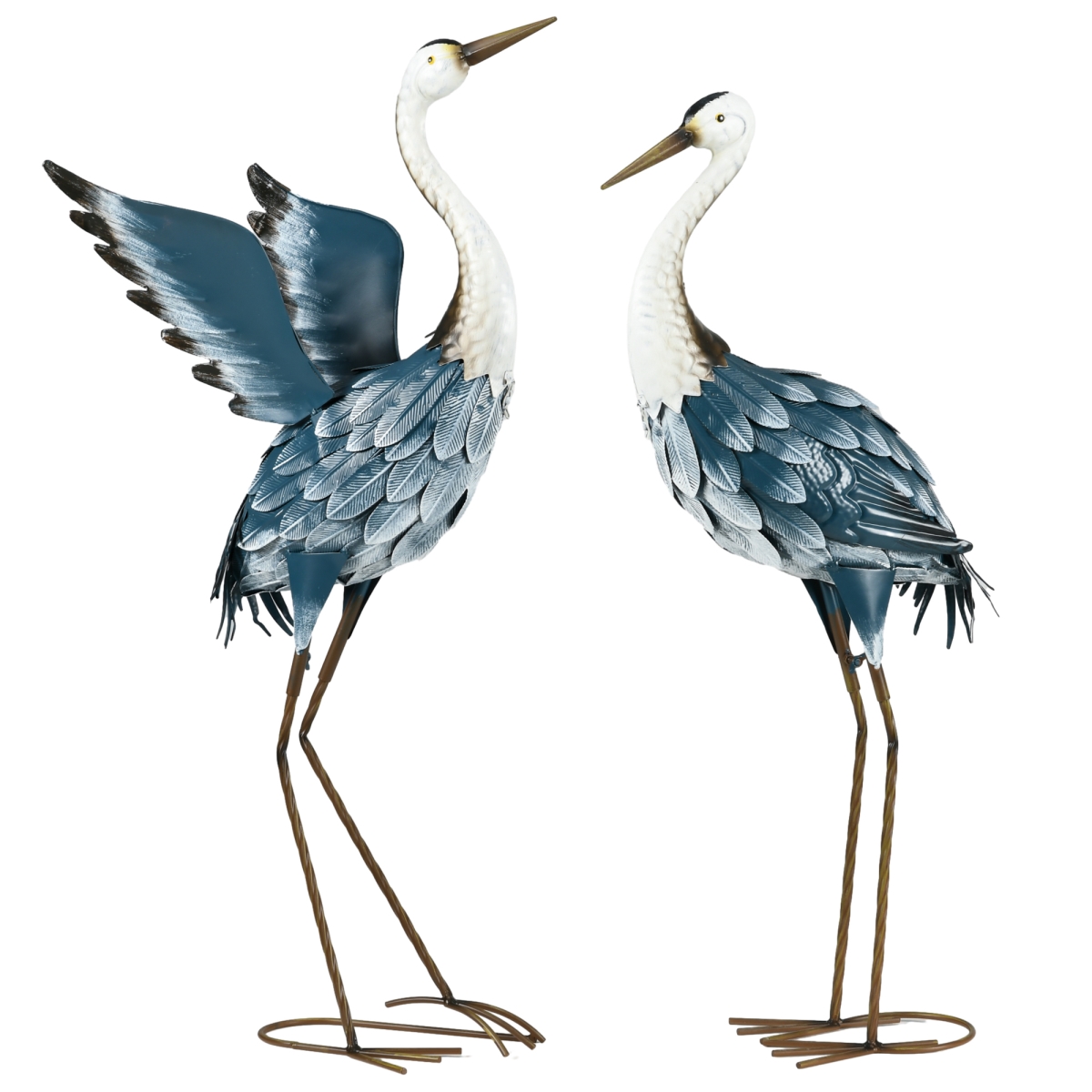 Picture of 212 Main 844-751V00MX 29 & 27.5 in. Outsunny Garden Sculptures&#44; Heron Garden Statues for Lawn&#44; Patio&#44; Backyard Decoration&#44; Blue & White - Set of 2