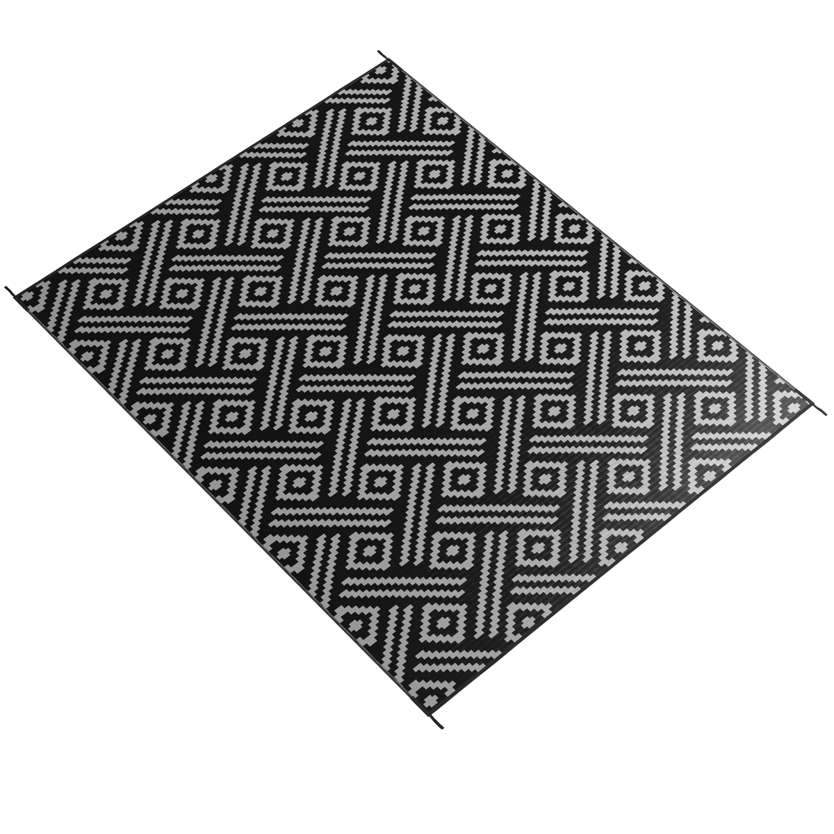 Picture of 212 Main 844-806V00MX 9 x 12 ft. Outsunny Reversible Outdoor Carpet RV Camping Rugs with Carry Bag&#44; Black & Gray Geometric