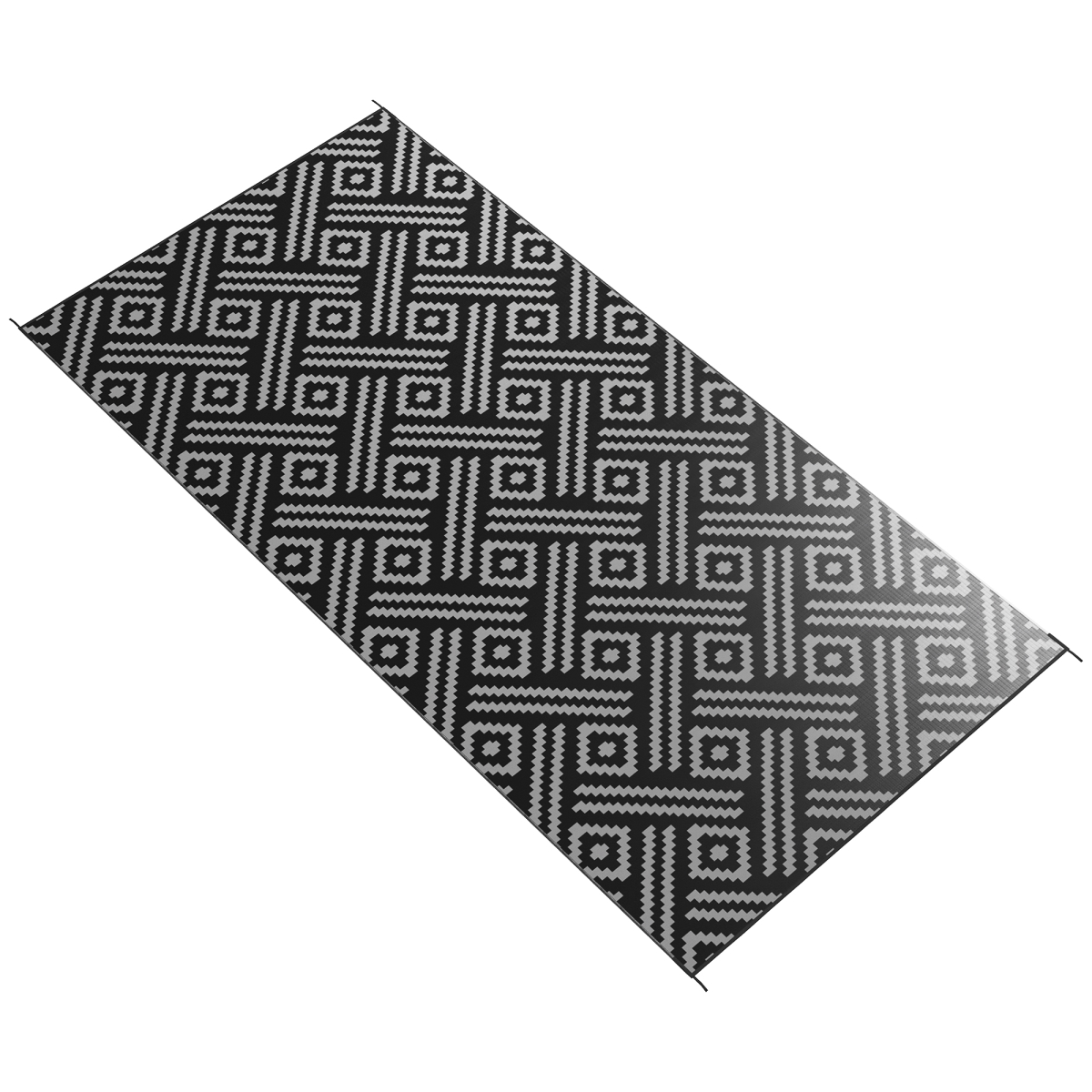 Picture of 212 Main 844-806V01MX 9 x 18 ft. Outsunny Reversible Outdoor Carpet RV Camping Rugs with Carry Bag&#44; Black & Gray Geometric