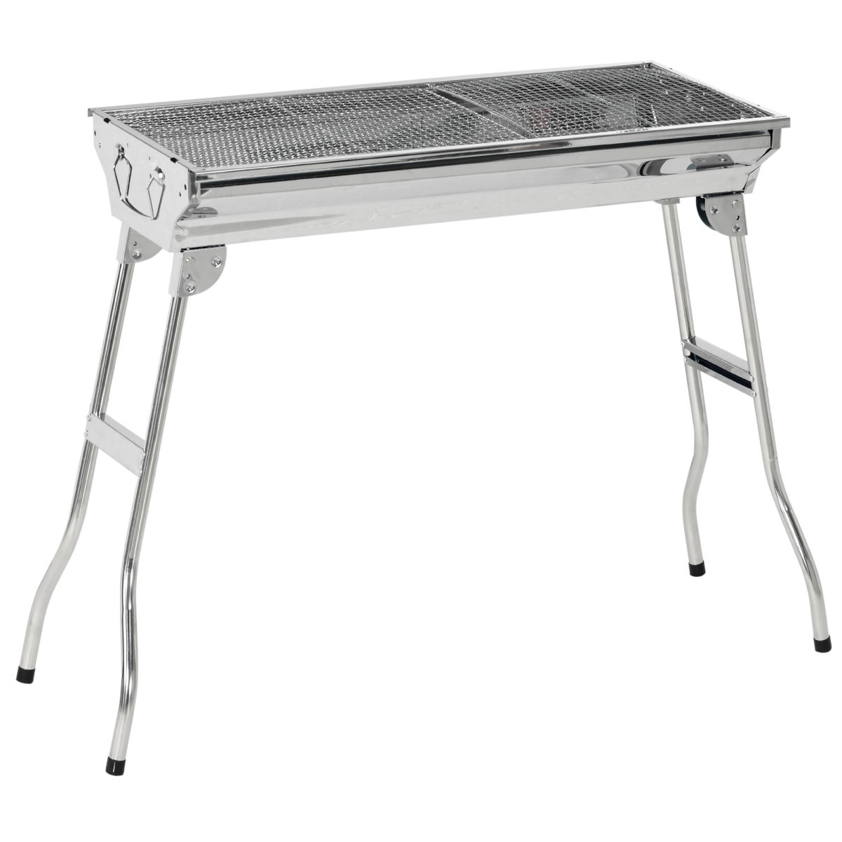 846-014V00SR 28 in. Outsunny Charcoal Barbecue & Stainless Steel Small Portable Folding BBQ Camping Grill for Shish Kabob, Silver -  212 Main