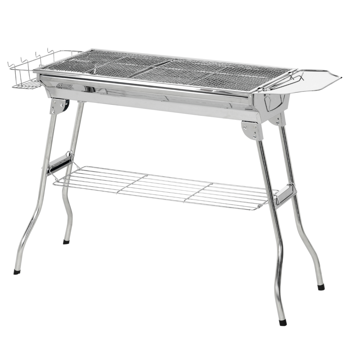 846-028V01SR Outsunny Charcoal Barbecue, Stainless Steel Portable Folding Charcoal BBQ Grill, Stainless Steel Camp Picnic Cooker, Silver -  212 Main