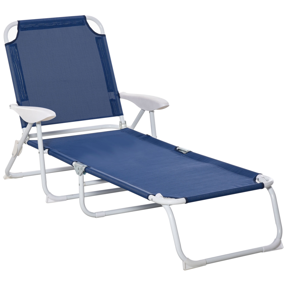 Picture of 212 Main 84B-438BU Outsunny Folding Chaise Lounge&#44; 4-Position Adjustable Lounge Chair with Armrests for Lawn&#44; Patio&#44; Beach & Deck&#44; Blue