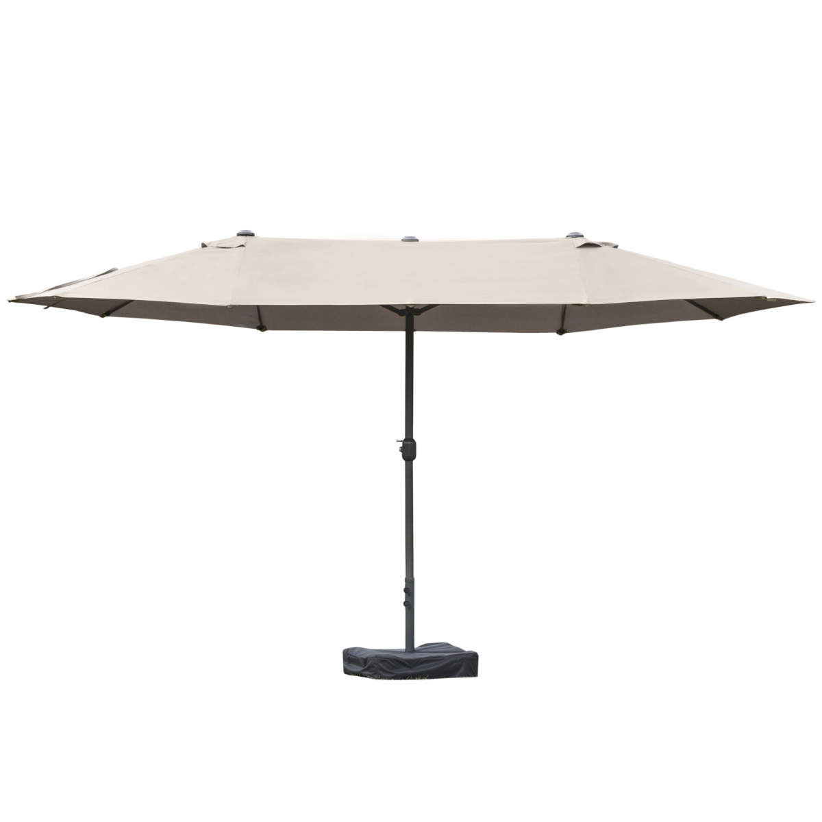 84D-031V03CF 15 ft. Outsunny Patio Umbrella with Base, Rectangular Double Sided, UV Sun Protection & Easy Crank for Deck Pool, Coffee