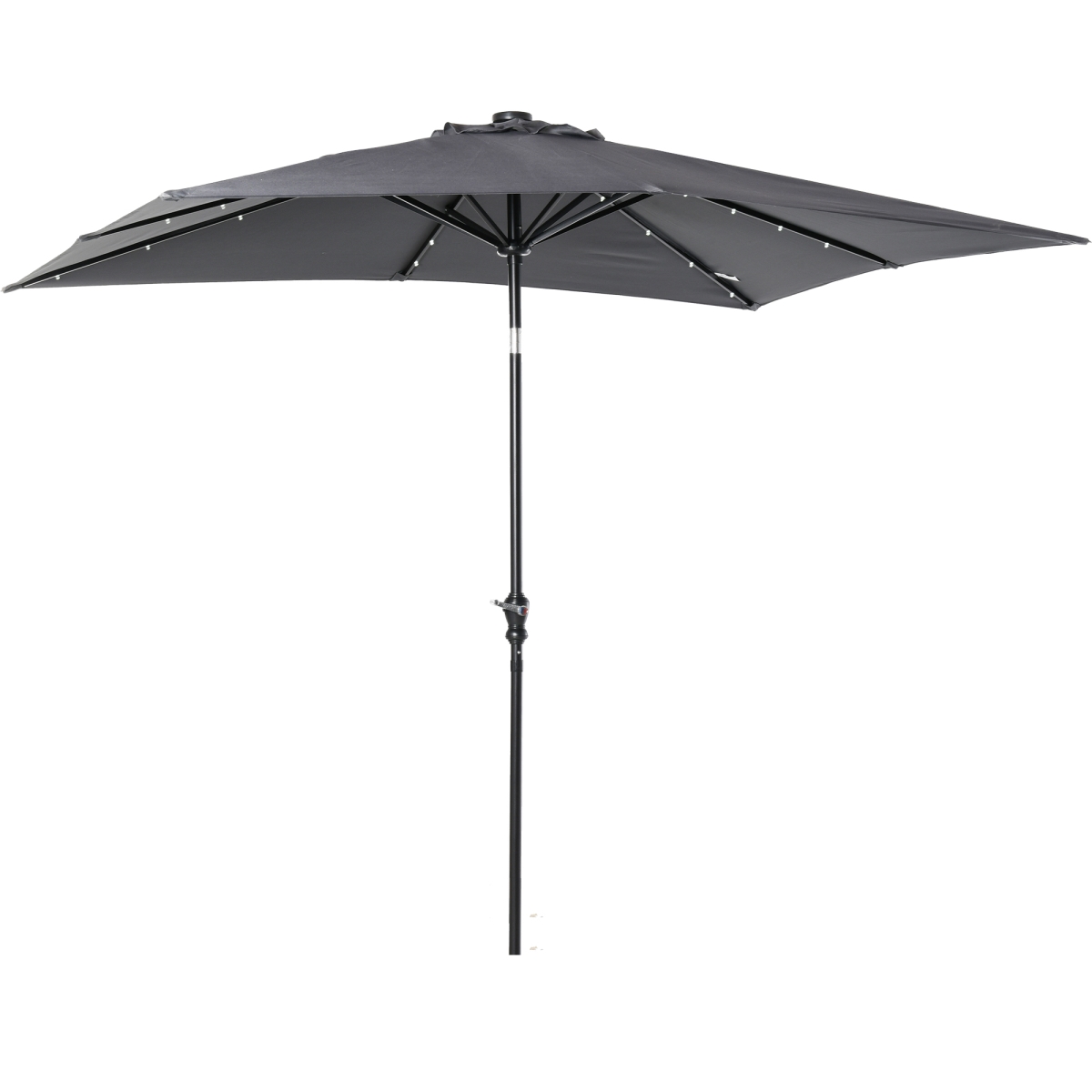 Solar LED Patio Umbrella - Dark Gray - 9 x 7 ft - Adjustable Tilt