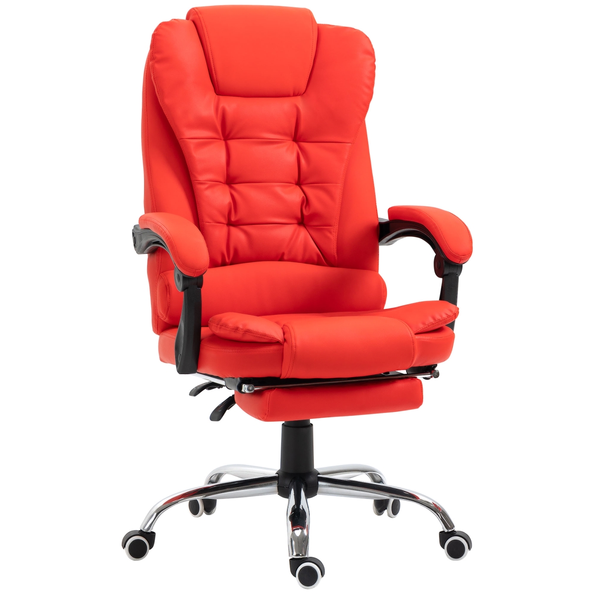 Picture of 212 Main 921-083RD-1 Homcom Ergonomic Office Chair&#44; Leather Office Chair with Retractable Footrest & Lumbar Support & Padded Headrest&#44; Executive Office Chair&#44; Red
