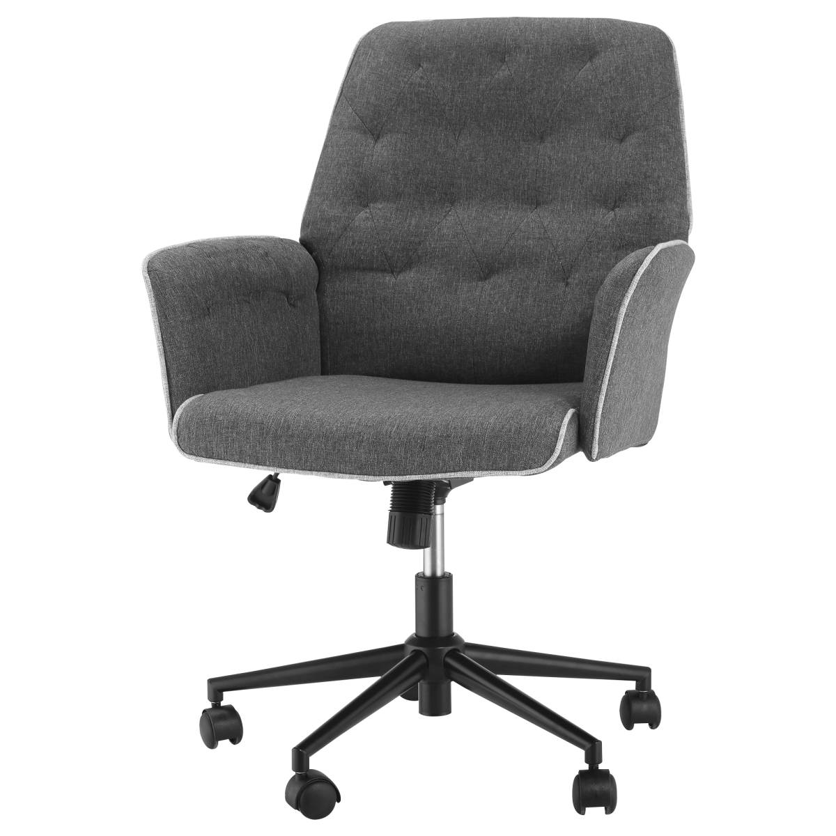 Picture of 212 Main 921-103 Homcom Linen Computer Desk Chair Tufted Height Adjustable Home Office Chair with Swivel Wheels & Padded Armrests&#44; Dark Gray