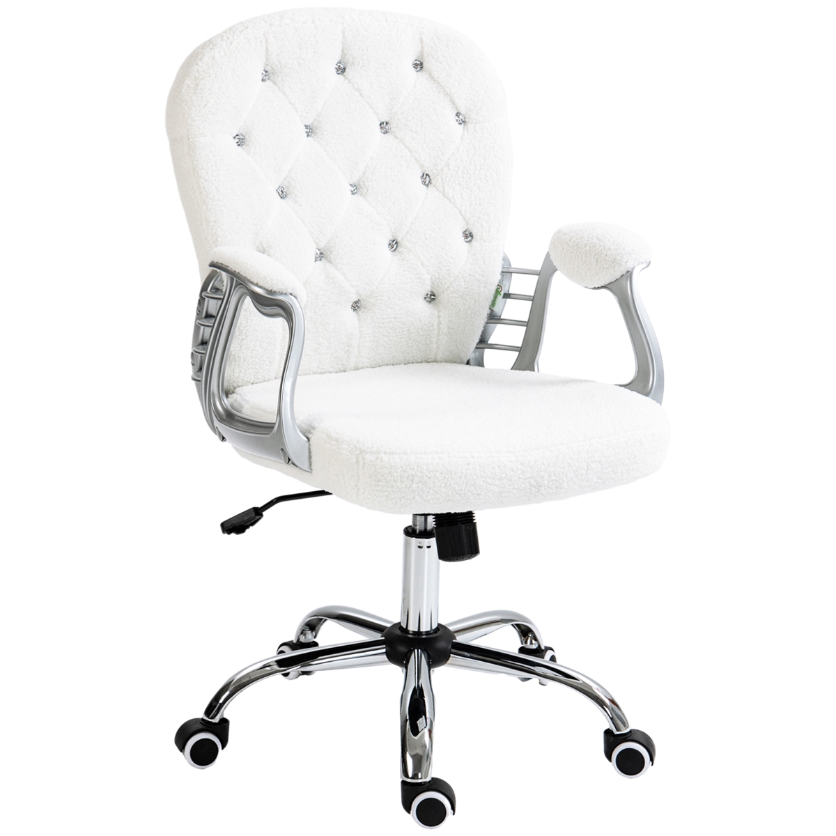 Picture of 212 Main 921-169V80WT Vinsetto Teddy Fleece Home Office Chair&#44; Button Tufted Desk Chair with Padded Armrests&#44; Adjustable Height & Swivel Wheels&#44; White