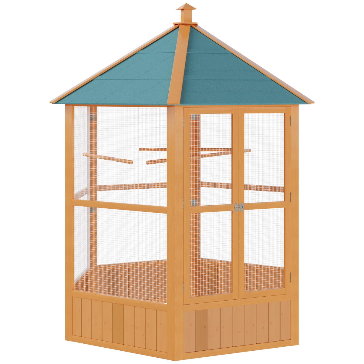 Picture of 212 Main D10-034 69 in. PawHut Large Wooden Hexagonal Outdoor Aviary Flight Bird Cage with Covered Roof