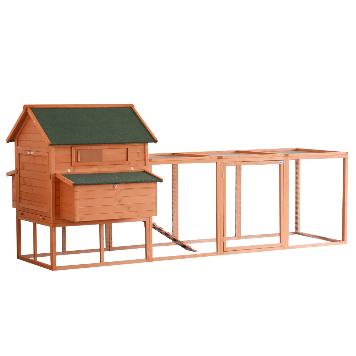 Picture of 212 Main D51-099 PawHut Solid Wood Deluxe Outdoor Lockable Chicken Coop Kit with Nesting Box & Run&#44; Orange - Extra Large