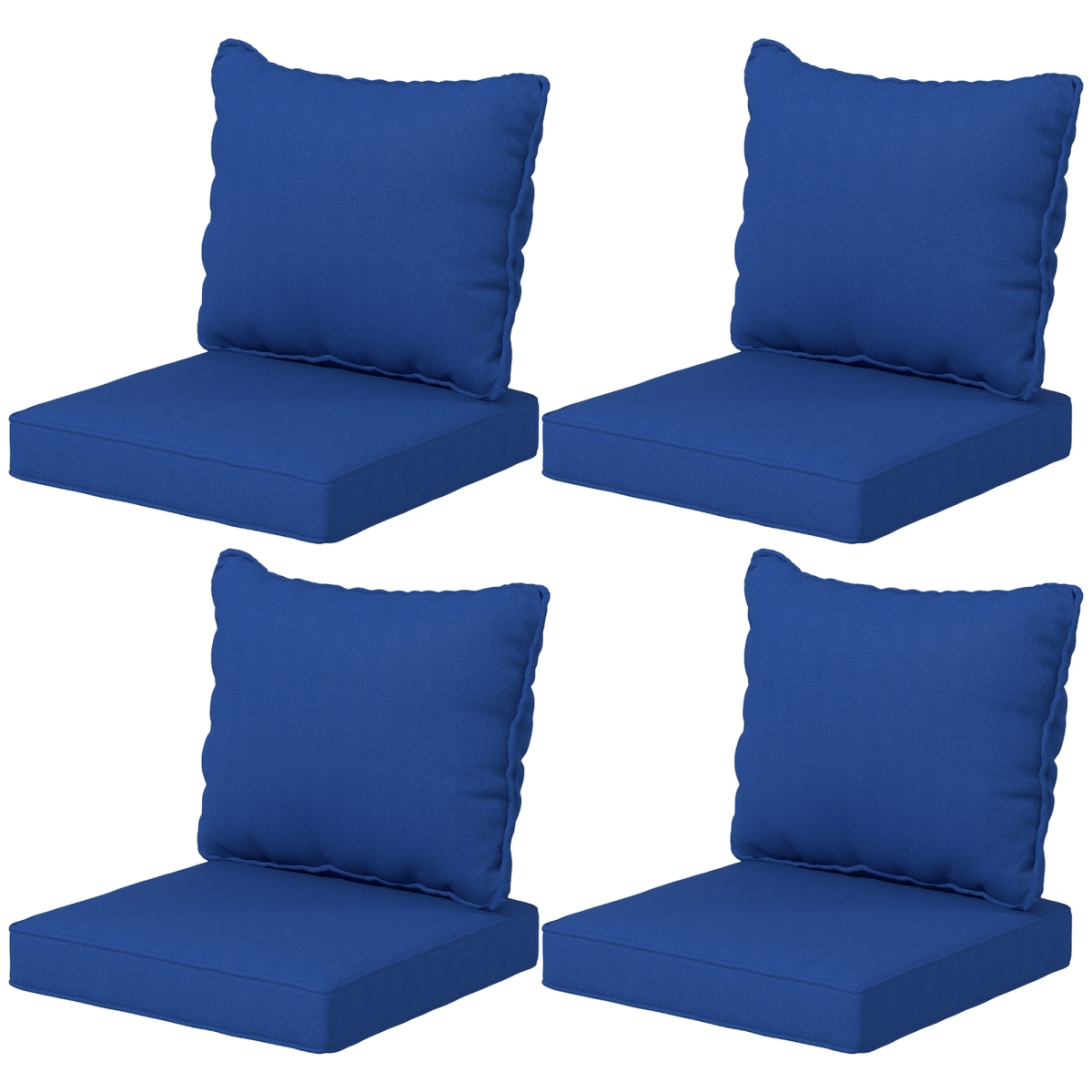 84G-196V00DB Outsunny 8 Piece Navy Blue Chair Cushion & Pillow Set, Fade-Resistant Indoor Outdoor Accents