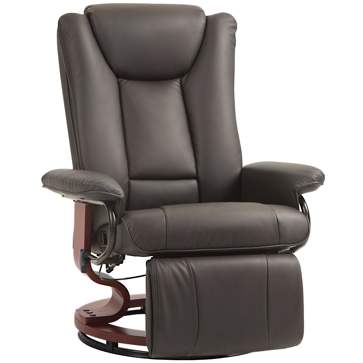 Picture of 212 Main 839-964V80BN Homcom RV Recliner Chair&#44; PU Leather Swivel Recliner Chair with Footrest for Living Room - Brown