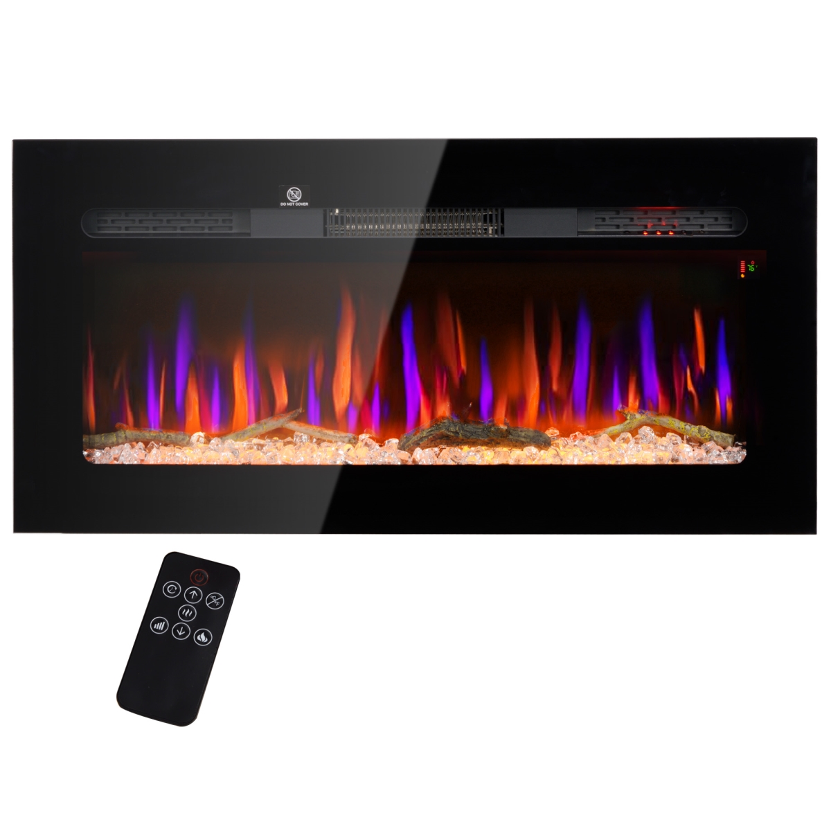 Picture of 212 Main 820-422V80BK Homcom 36 in. Recessed & Wall Mountable Fireplace Heater with Remote Control&#44; Adjustable Flame Color & Brightness