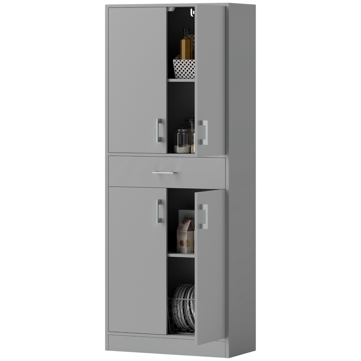 Picture of 212 Main 83A-042V81GY Homcom 71 in. Kitchen Cabinet with Drawer & Adjustable Shelf&#44; Freestanding Tall Kitchen Pantry - Gray