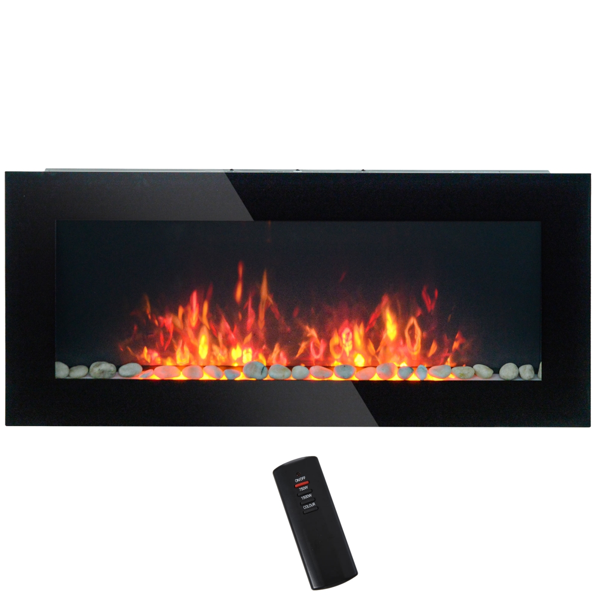 Picture of 212 Main 820-180V81BK Homcom 41.3 in. Electric Wall Fireplace Wall Mounted Fireplace Heater with Remote Control & Multi Color Flames&#44; 750 & 1500W - Black