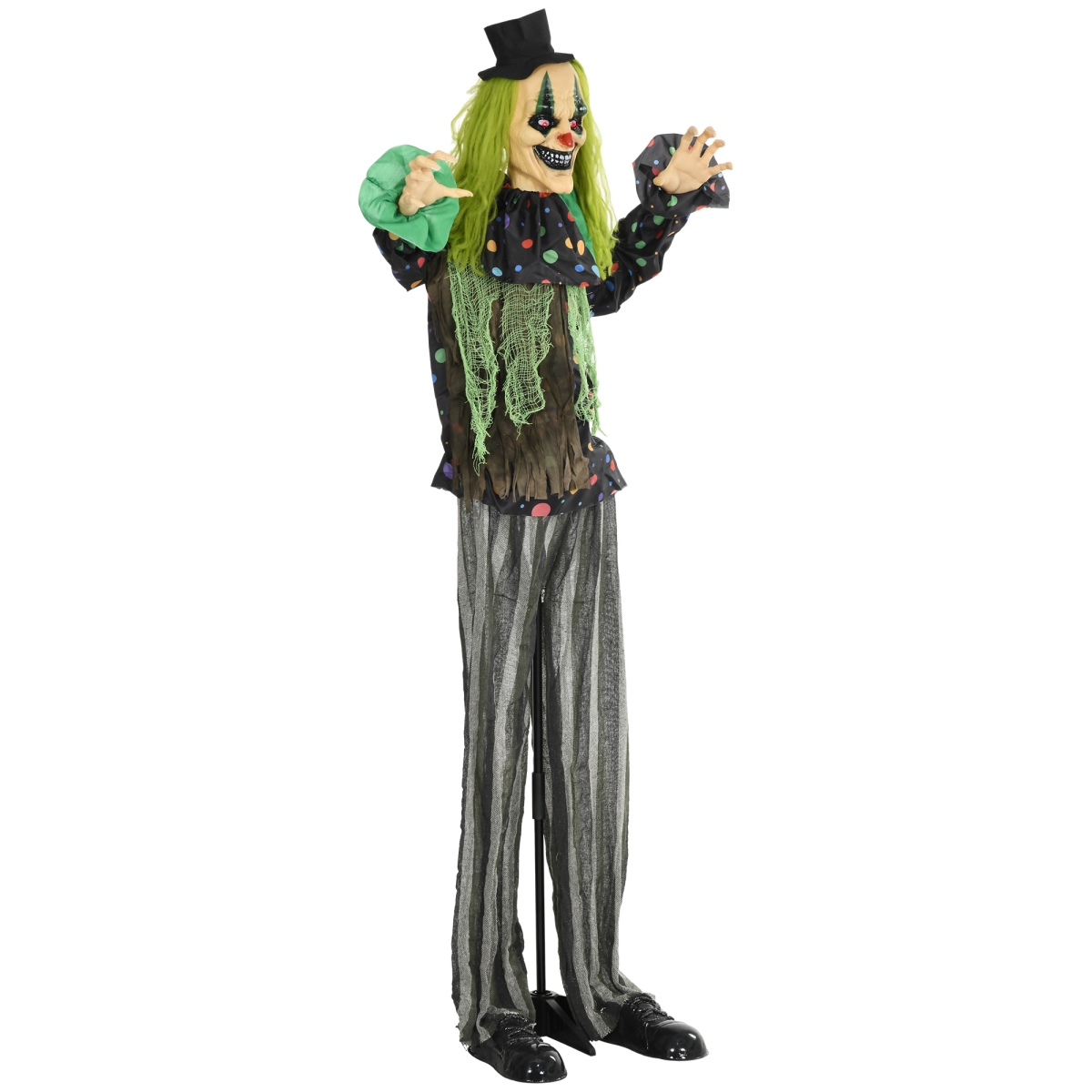 Picture of 212 Main 844-842V00GN Homcom 6.1 ft. Life Size Circus Clown Outdoor Halloween Decoration Sound & Motion Activated with Light Up Eyes for Party