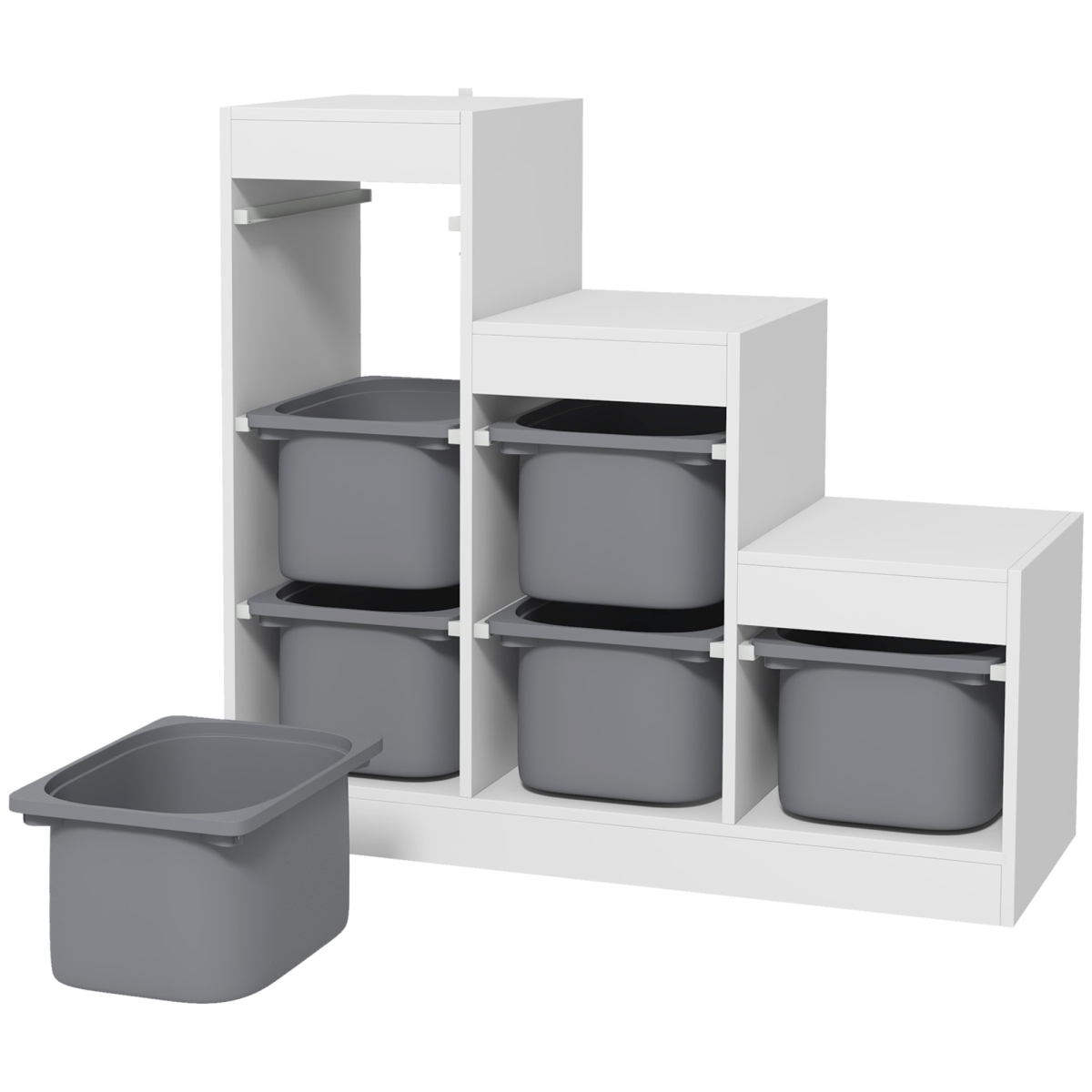 Picture of 212 Main 311-070V80GY Qaba 3 Layers Kids Toy Storage Organizer with 6 Storage Bins - Gray