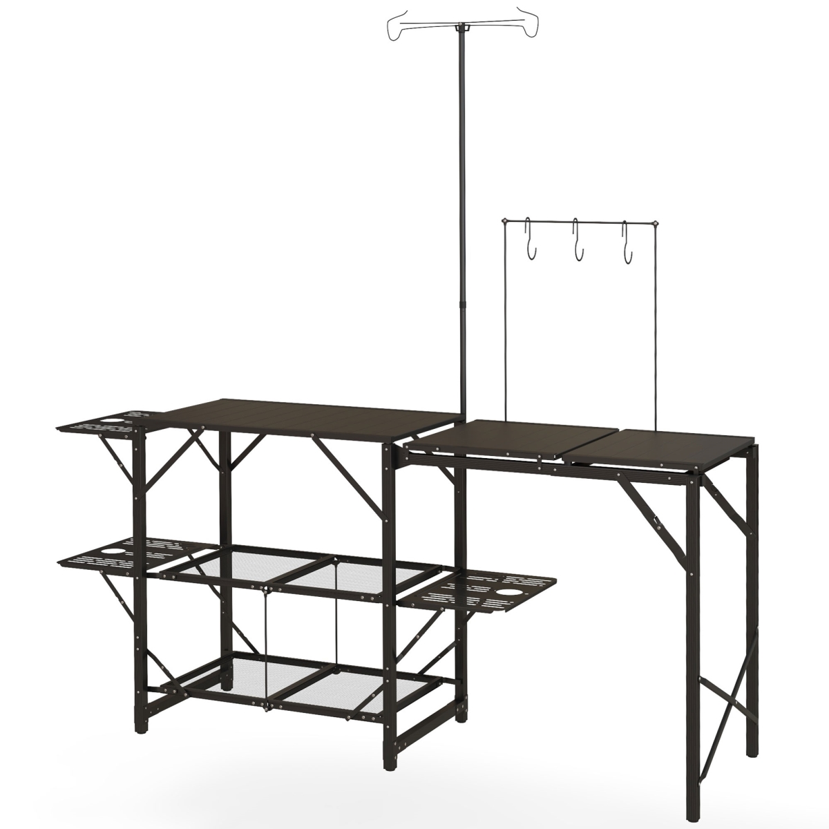 Picture of 212 Main A20-390V00BK Outsunny Folding Camp Kitchen&#44; Camping Table Cooking Station&#44; Adjustable Lamp Stand