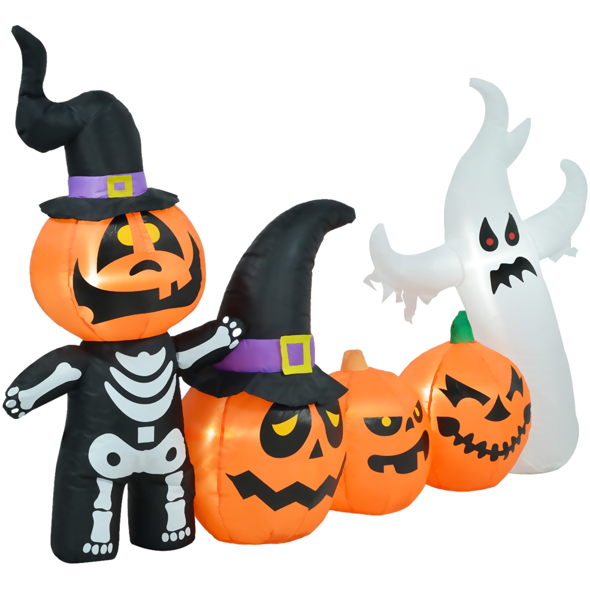 Picture of 212 Main 844-895V80OG Homcom 7.5 ft. Inflatable Halloween Pumpkin Ghost Family Blow Up LED Display for Garden Indoor Outdoor