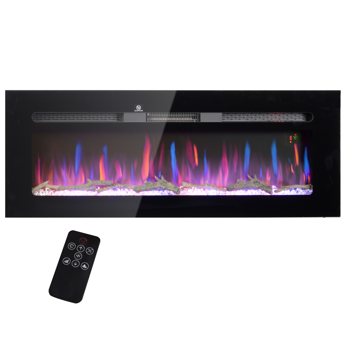 Picture of 212 Main 820-422V82BK Homcom 50 in. Recessed & Wall Mountable Fireplace Heater with Remote Control&#44; Adjustable Flame Color & Brightness