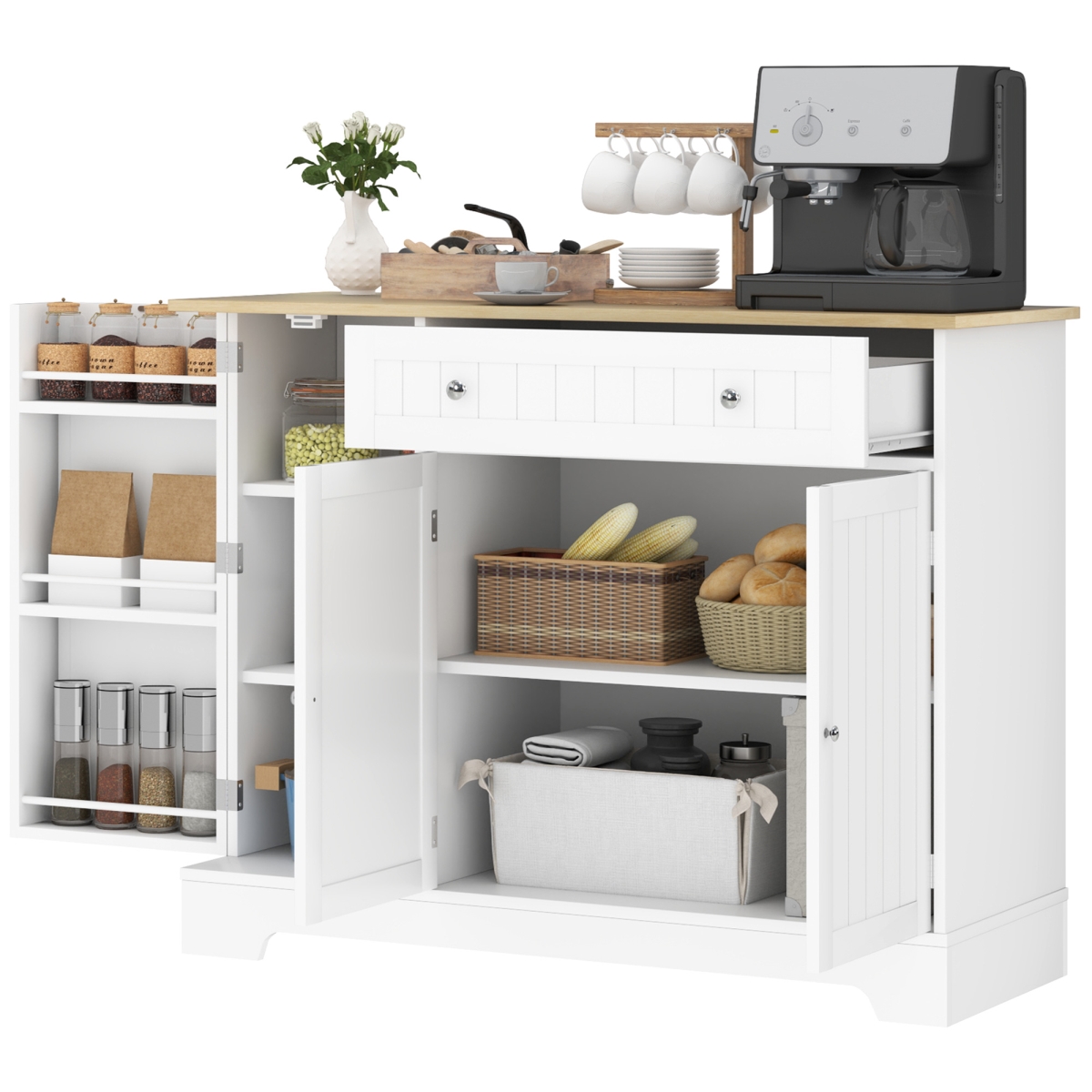 Picture of 212 Main 83A-192V80WT Homcom Modern Sideboard Cabinet&#44; 41 in. Kitchen Buffet Cabinet with Drawer&#44; Adjustable Shelf&#44; 3 Doors for Dining Room - White