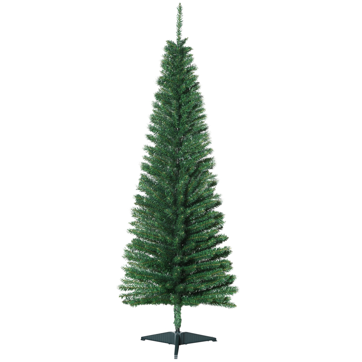 830-182V04 Homcom 5 ft. Pencil Christmas Tree with 294 Realistic Branch Tips & Plastic Stand for Home Holiday Decoration - Green