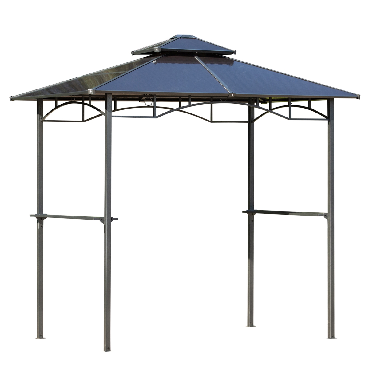 84C-219 Outsunny 8 x 5 ft. BBQ Gazebo, Outdoor BBQ Canopy with 2 Side Shelves & Double Layer PC Roof - Brown -  212 Main