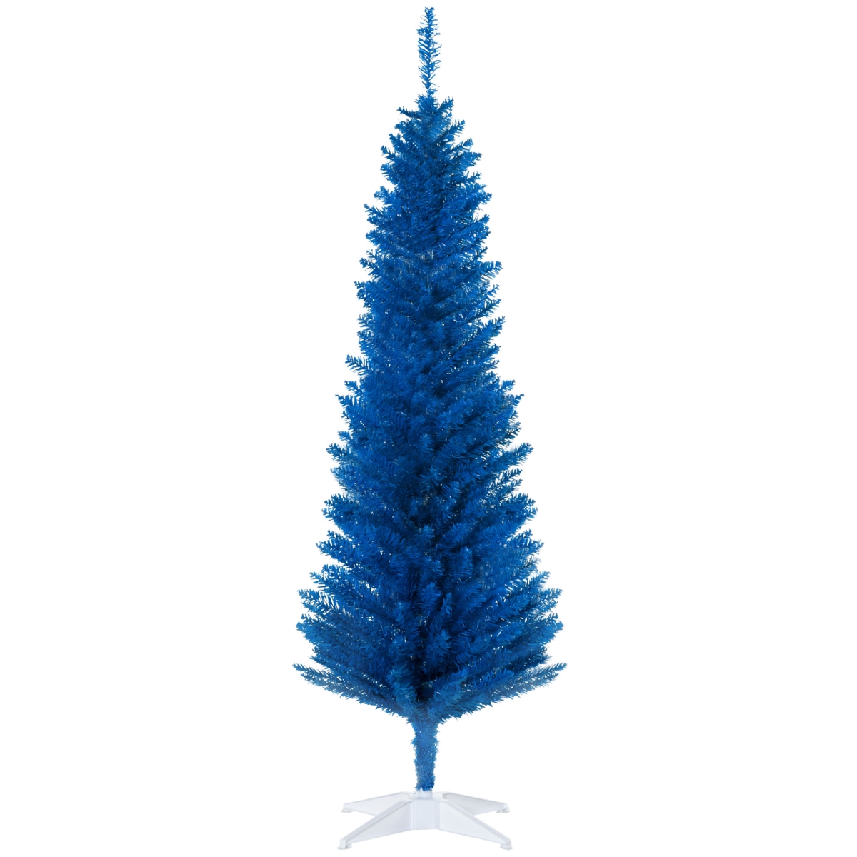 830-182V05BU Homcom 5 ft. Blue Slim Xmas Tree Pencil Design with 294 Tips & Plastic Stand