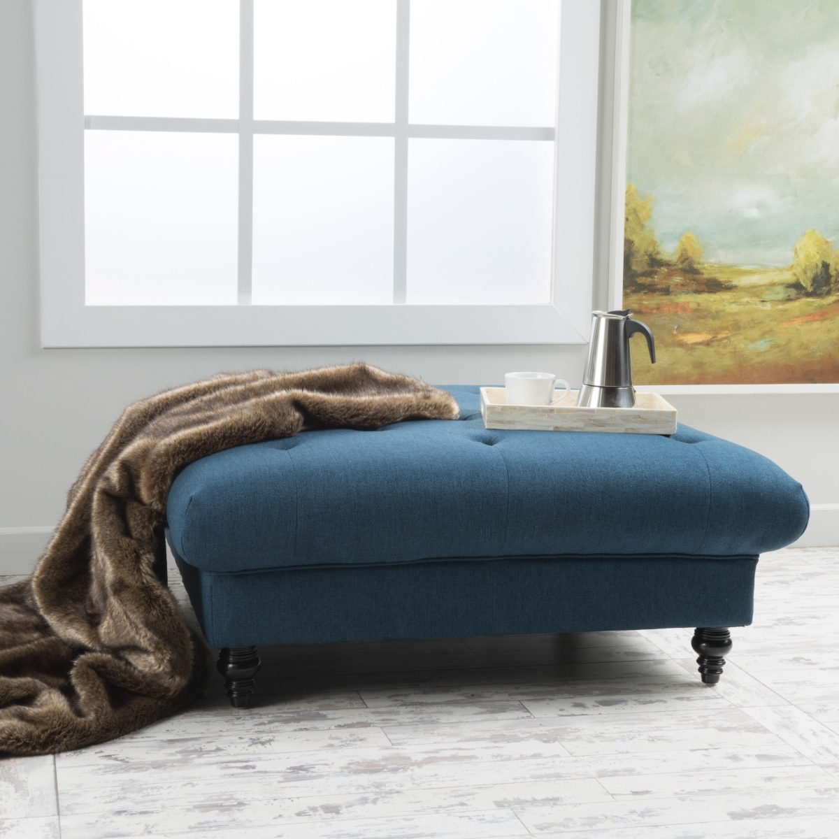 Picture of 212 Main F-NHA-5413000DBL Tufted Ottoman - 40.5 x 40.5 x 16.9 in. - Navy Blue