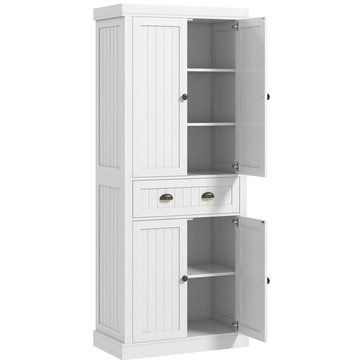 Picture of 212 Main 835-705V81WT Homcom 72 in. Kitchen Cabinet&#44; Kitchen Pantry Cabinet with 4 Doors&#44; 2 Adjustable Shelves & Drawer&#44; Distressed White