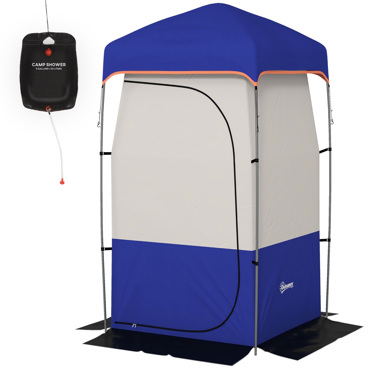 Picture of 212 Main A20-421V00BU Outsunny Camping Shower Tent&#44; Portable Privacy Shelter with Solar Shower Bag&#44; Removable Floor & Carrying Bag - Blue