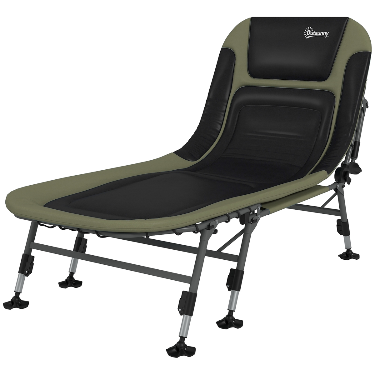 Picture of 212 Main A20-434V00DG Outsunny Heavy Duty Camping Cot Folding Bed with Soft Padded Cushion & 180 Deg Adjustable Backrest&#44; 400 lbs Capacity - Green