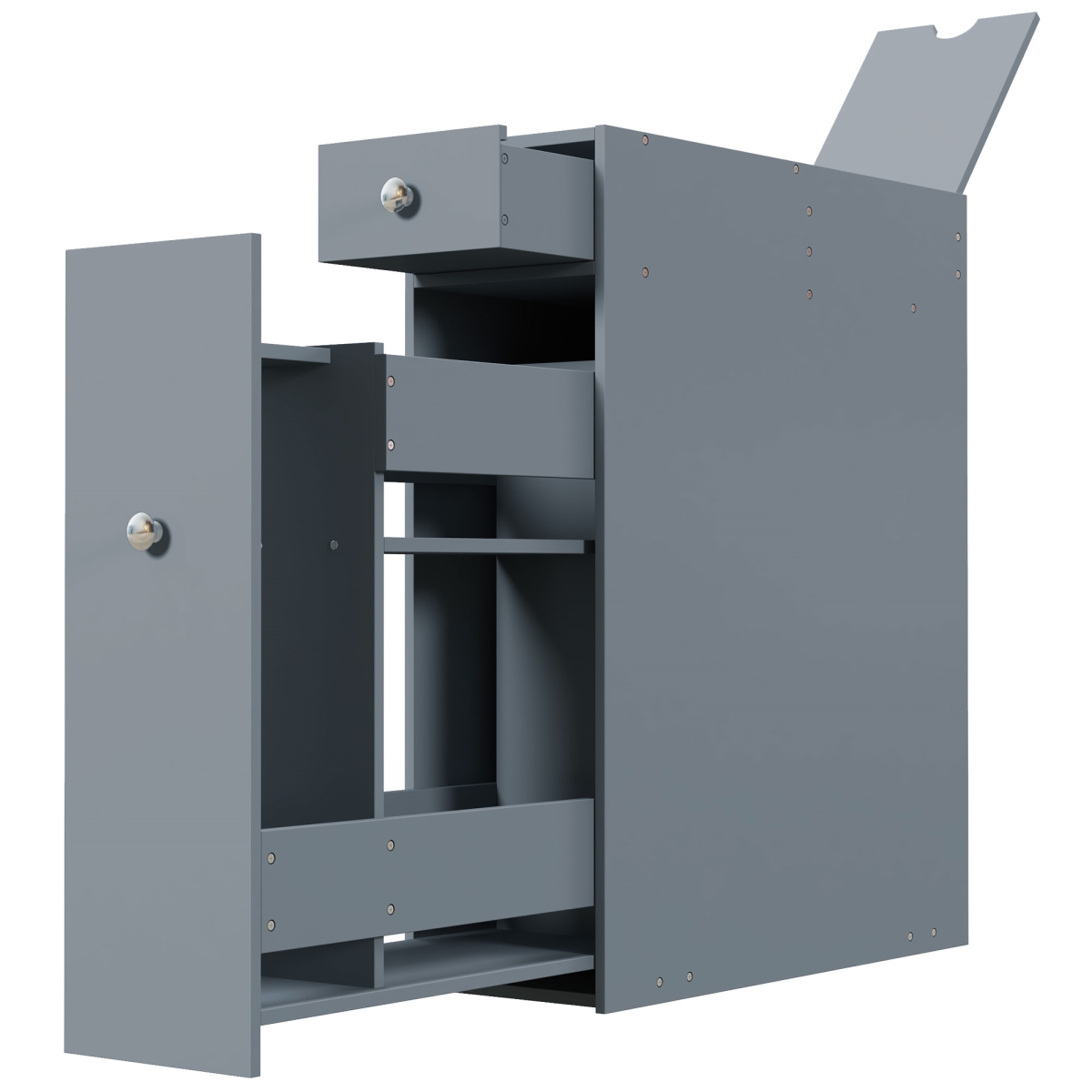 Picture of 212 Main 834-186V81GY Kleankin Narrow Bathroom Organizer with Drawers & Toilet Paper Holder - Gray